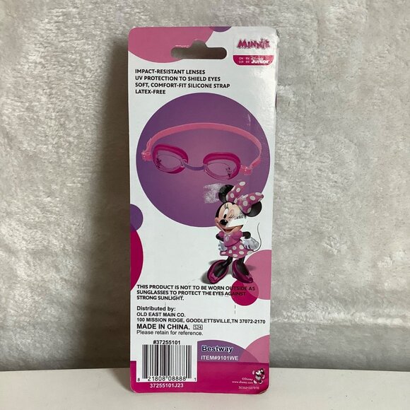 Disney Minnie Mouse Swim Goggles Kid Age 3+ UV Protection Soft Silicone Pink NEW - Picture 2 of 4